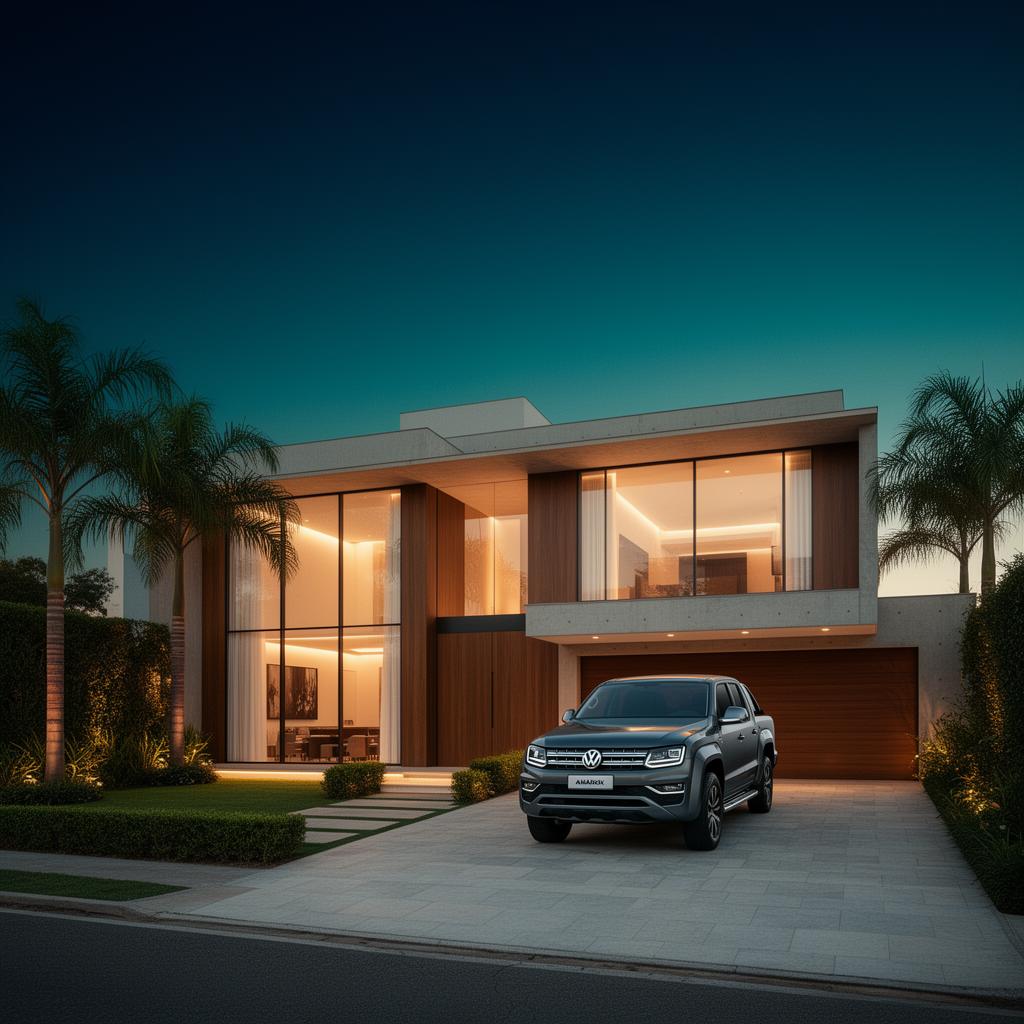 Casa contemporânea estilo Alphaville com Volkswagen Amarok